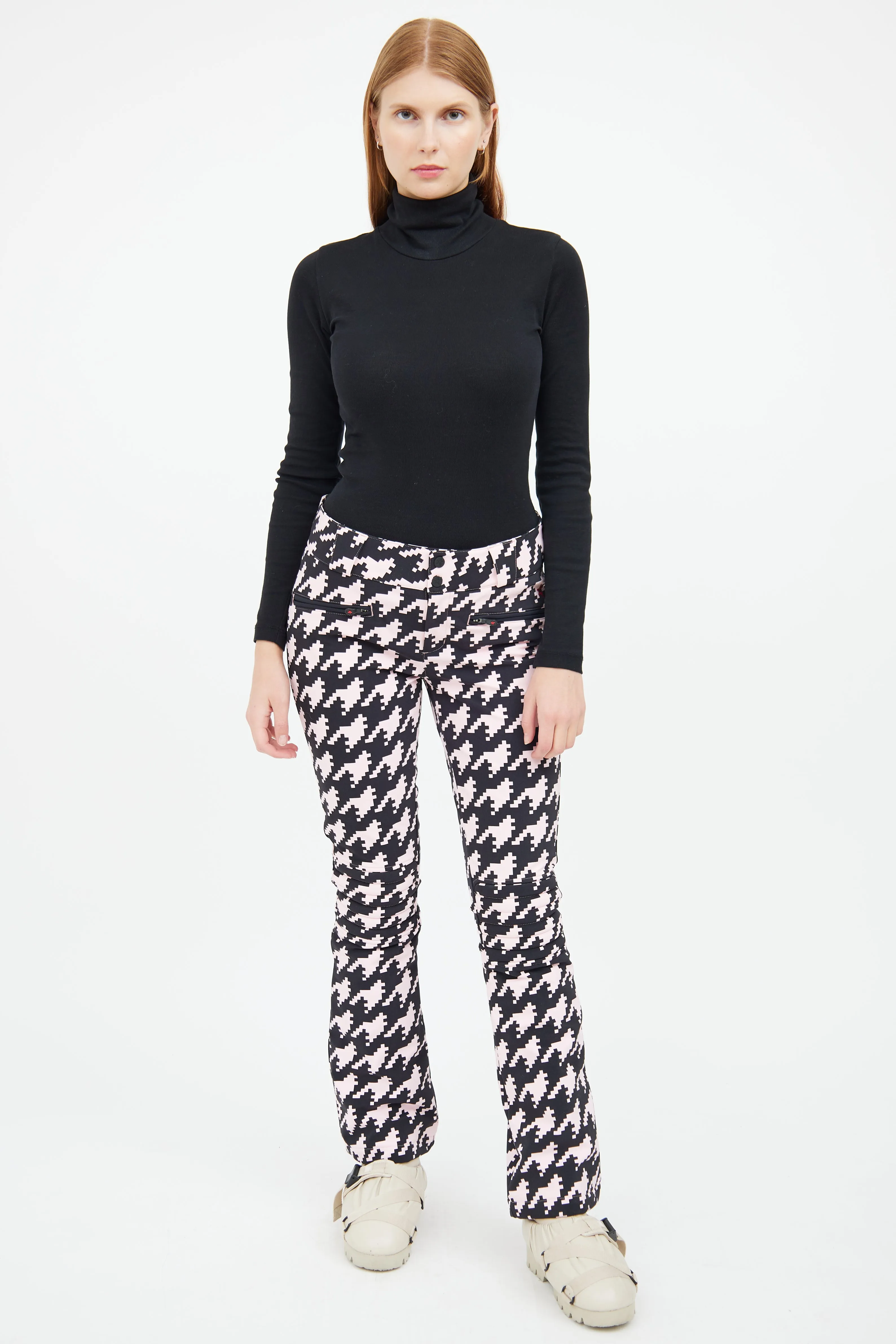 Black & Pink Houndstooth Aurora Ski Pant