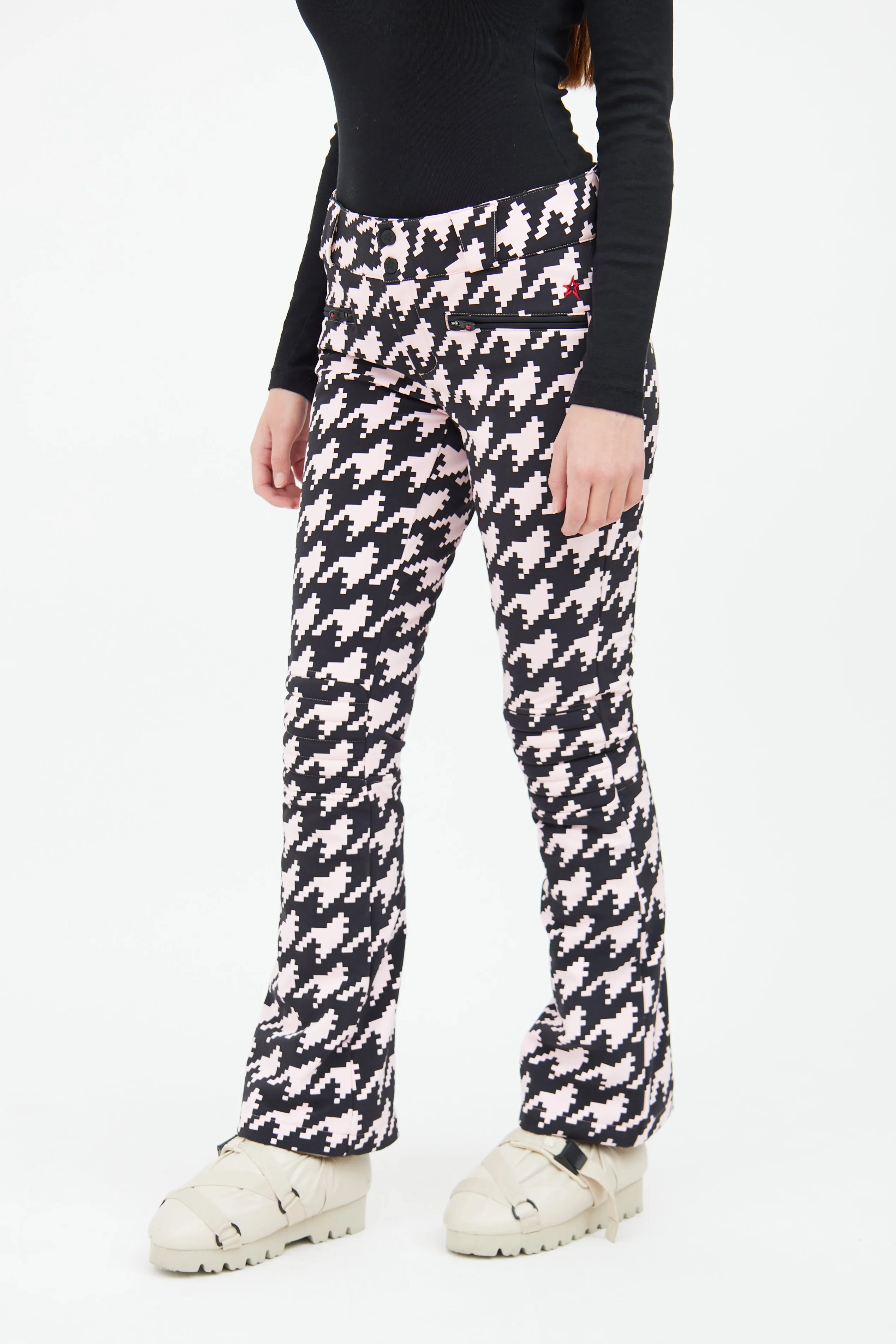 Black & Pink Houndstooth Aurora Ski Pant