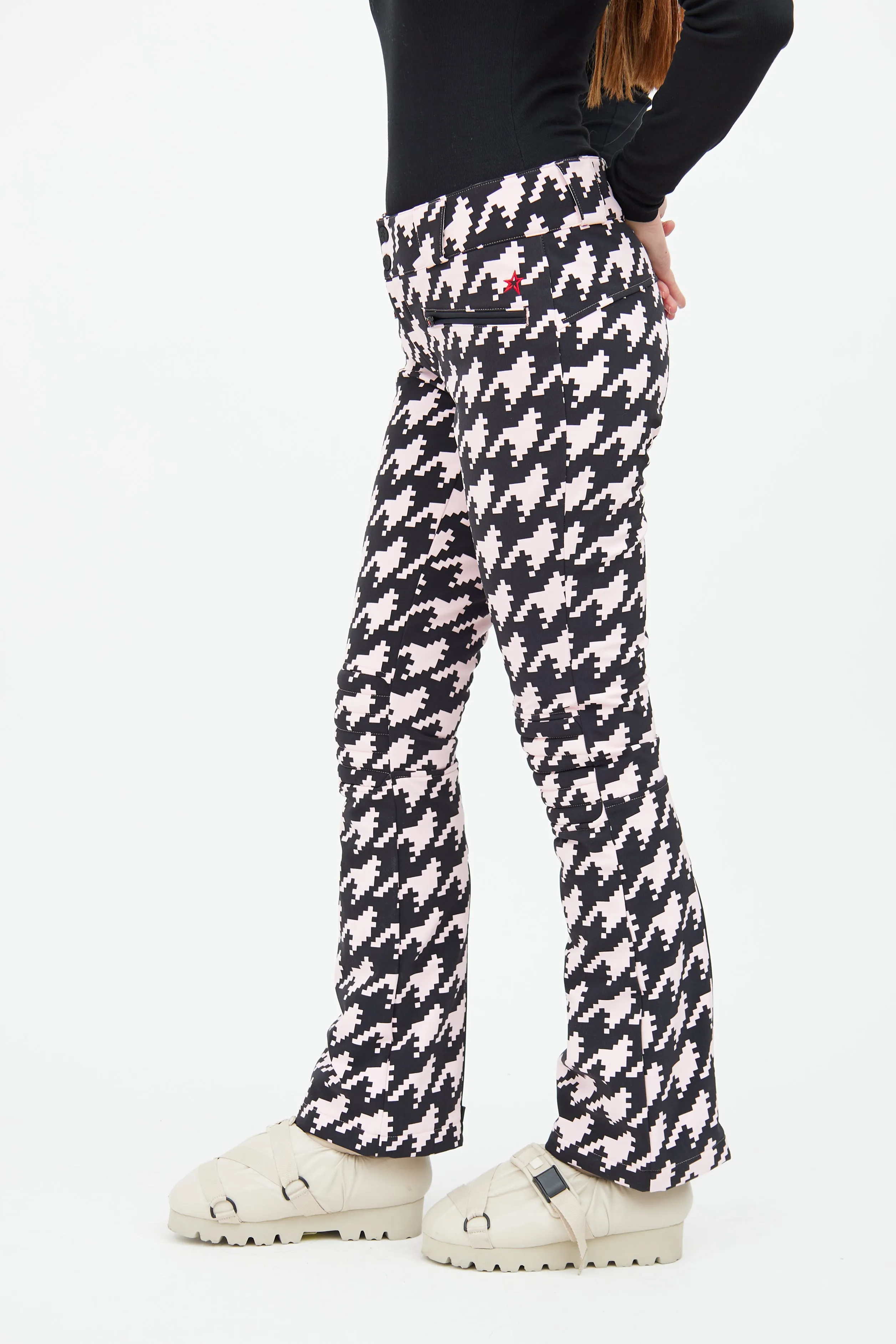 Black & Pink Houndstooth Aurora Ski Pant