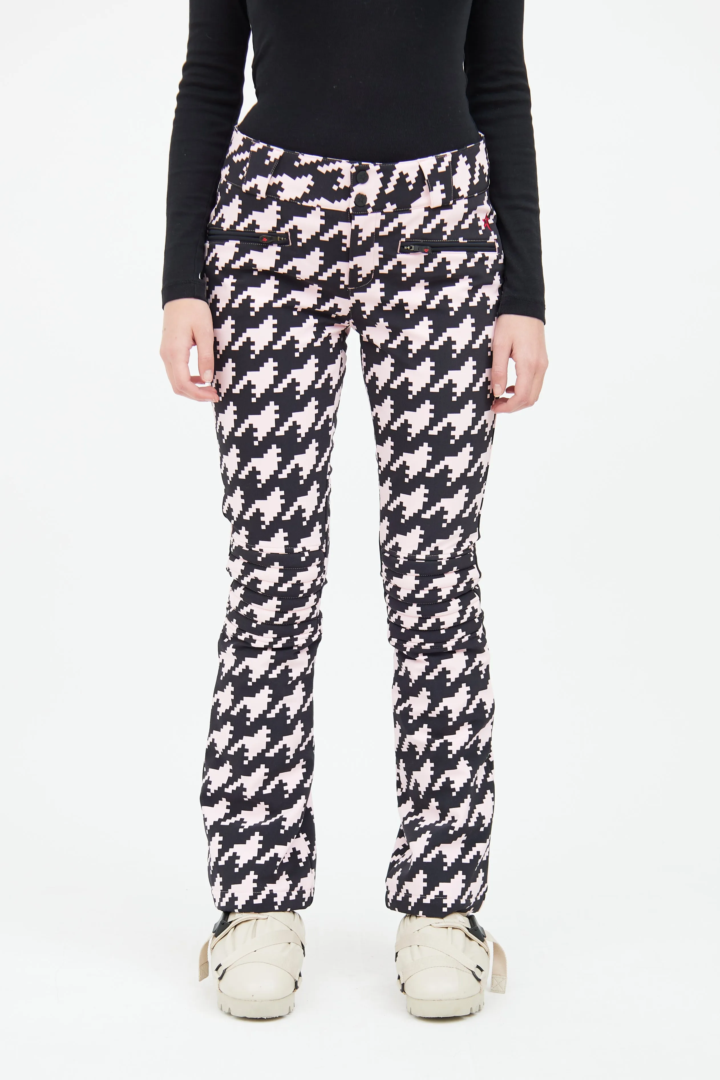 Black & Pink Houndstooth Aurora Ski Pant