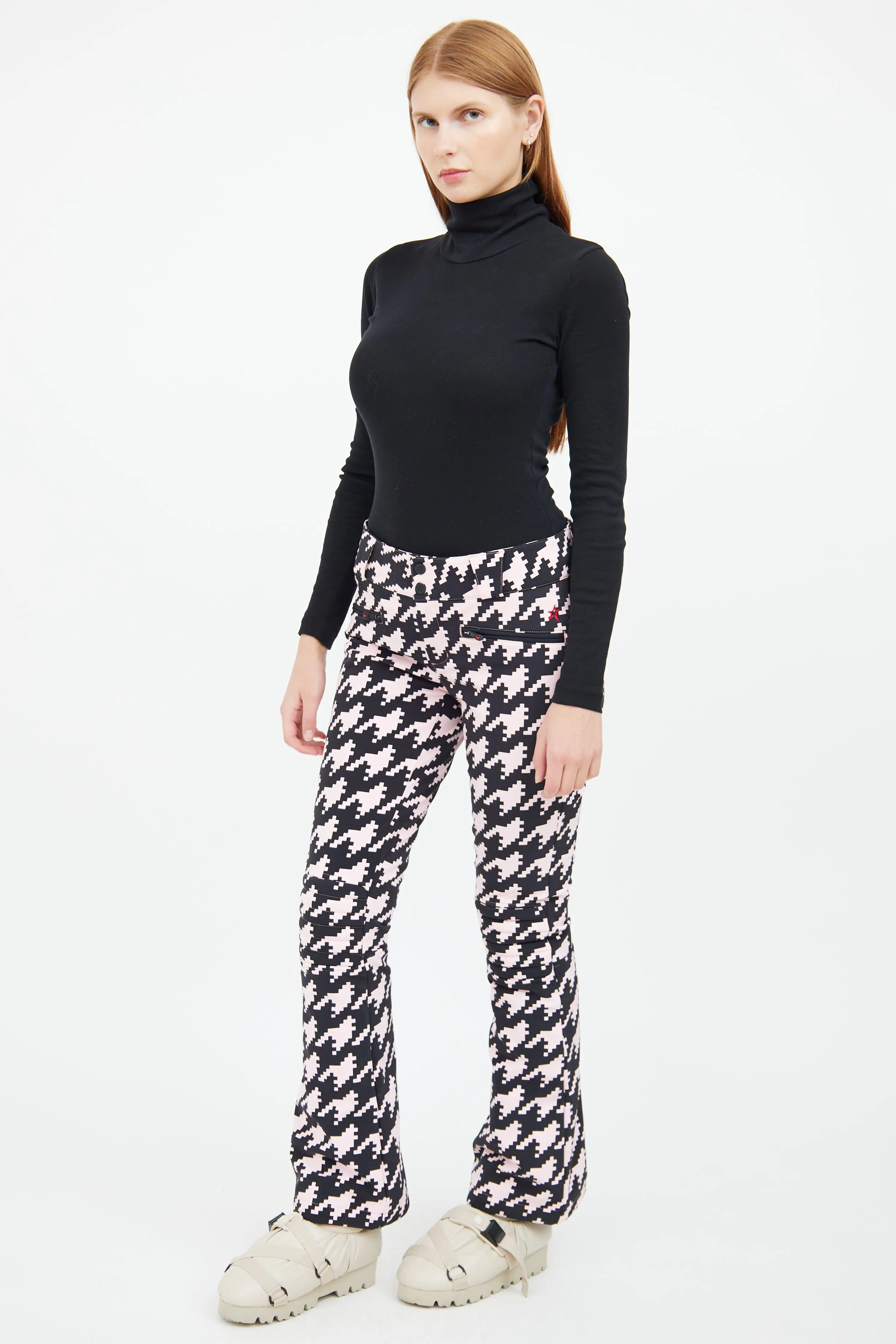 Black & Pink Houndstooth Aurora Ski Pant