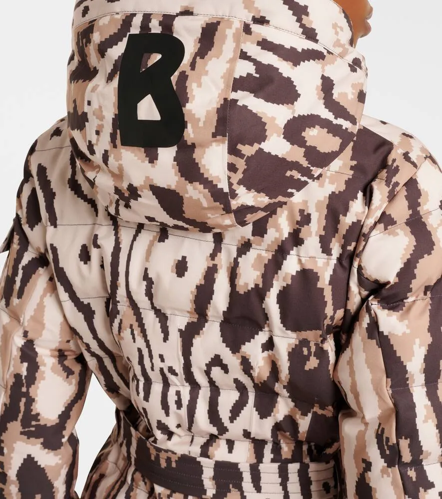 Bogner Ellya leopard-print belted ski jacket