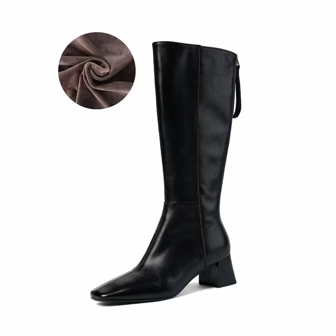 Elegant Long Heel Smooth Leather Boots