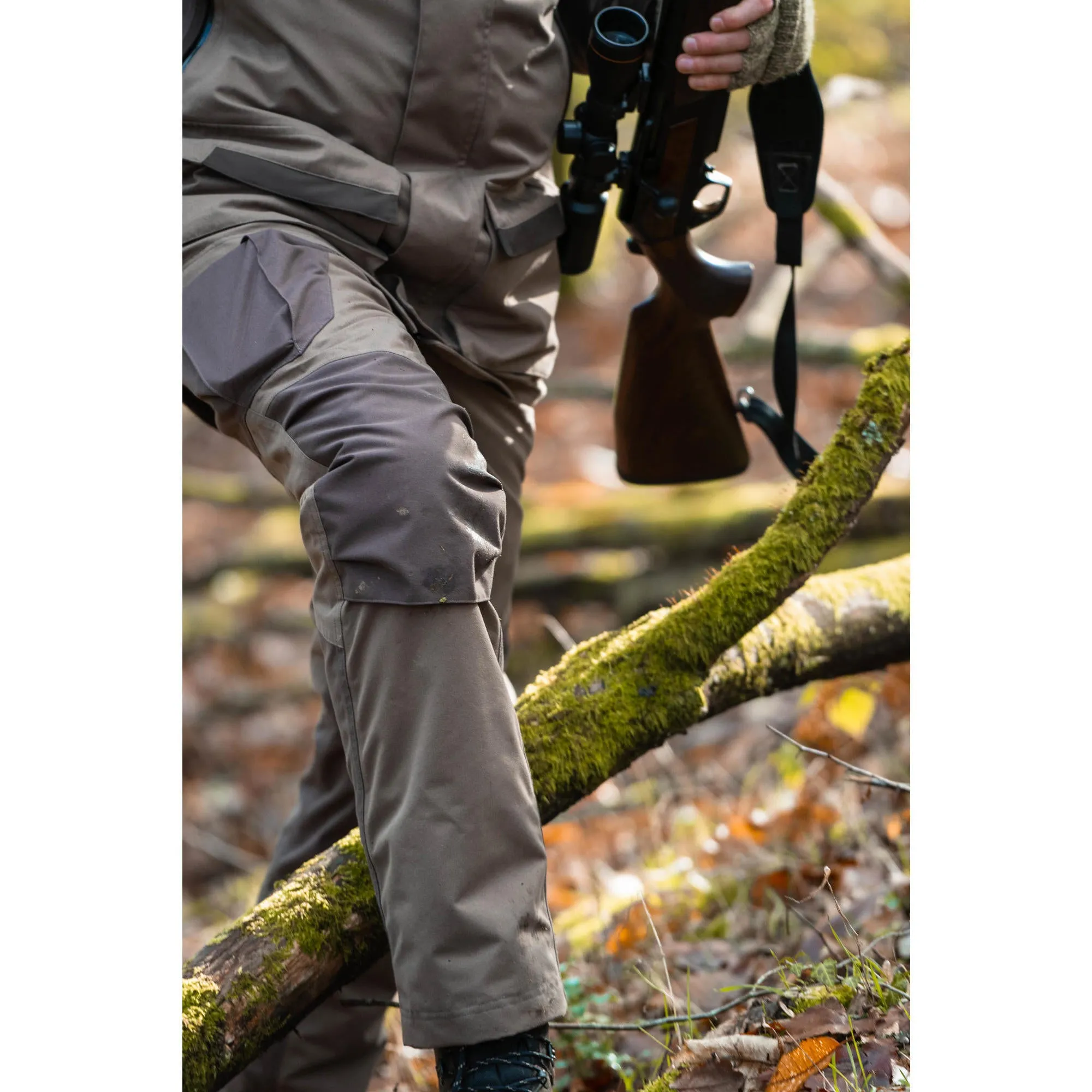Hunting trousers / raincoats 520 warm low noise brown SOLOGNAC