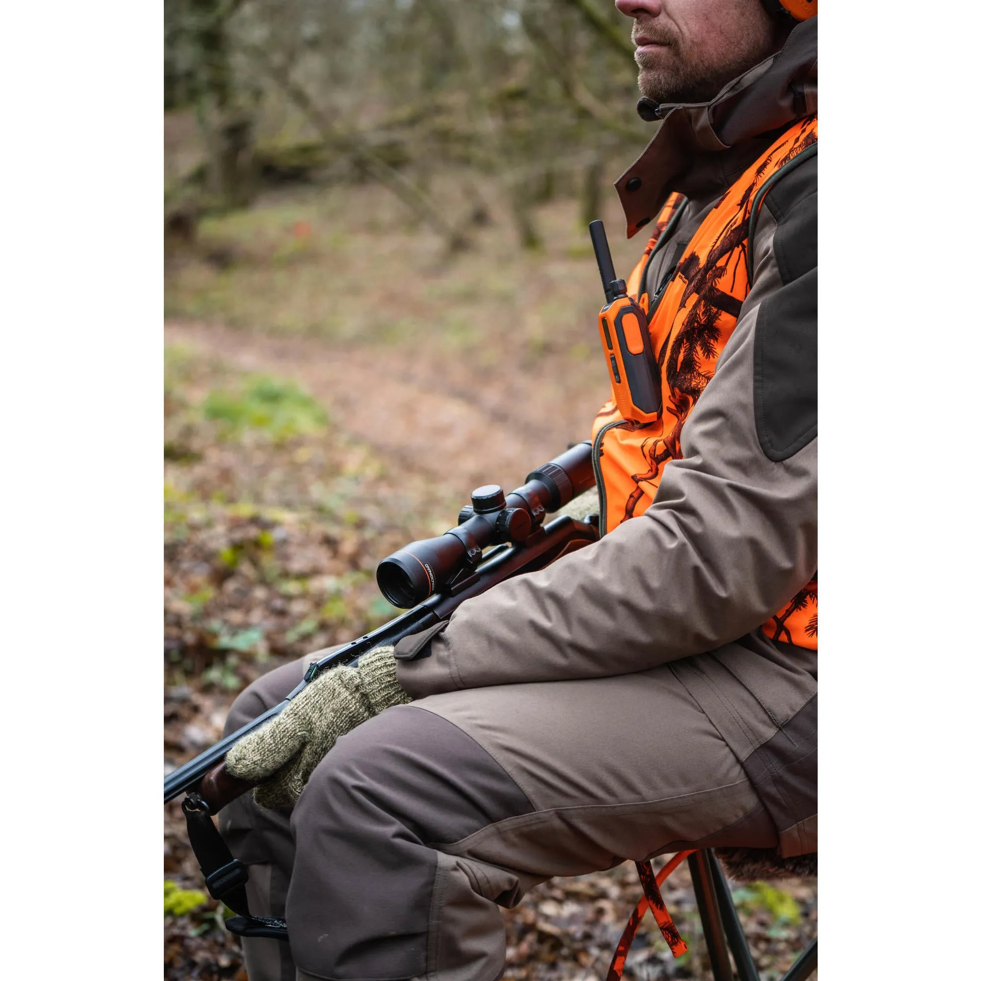 Hunting trousers / raincoats 520 warm low noise brown SOLOGNAC