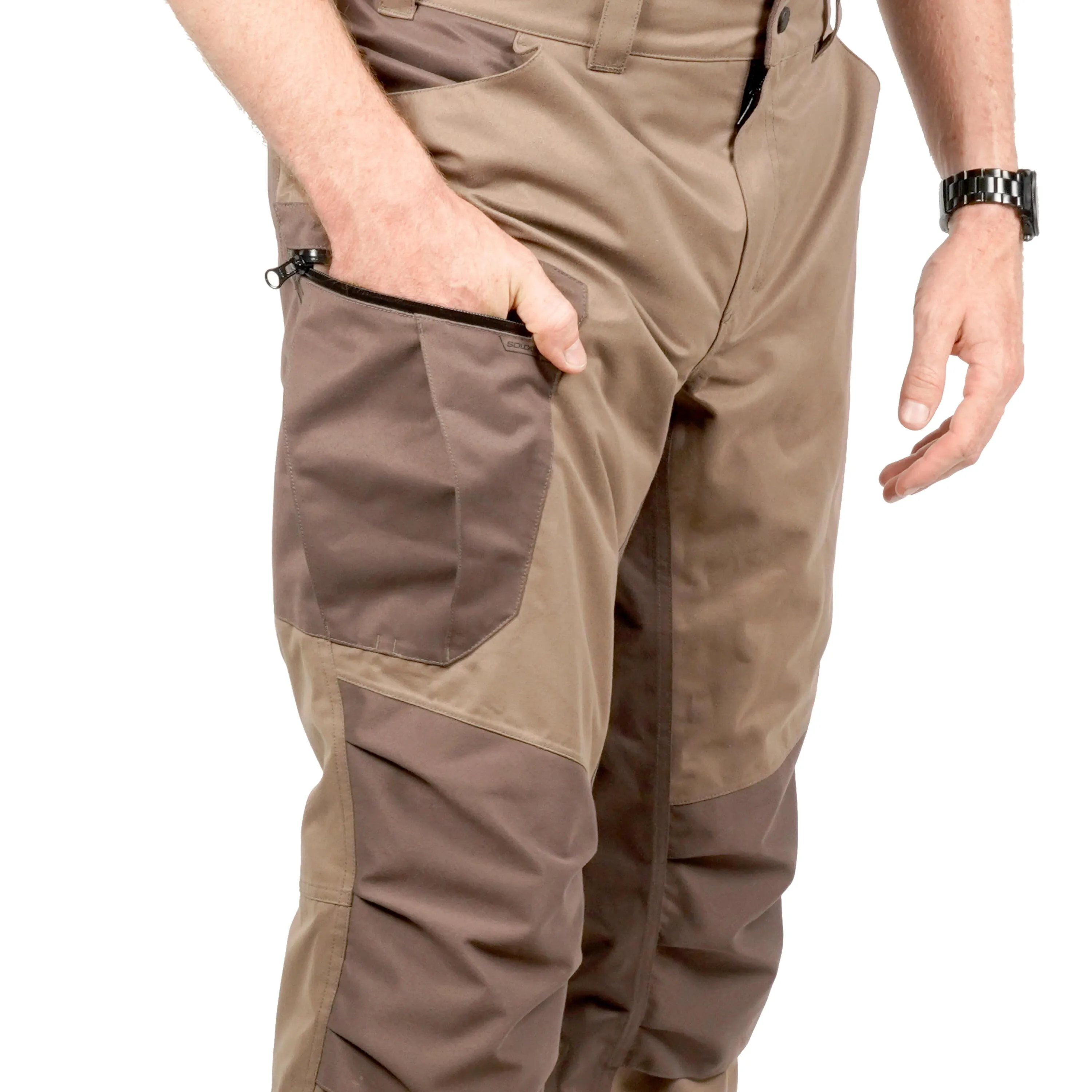 Hunting trousers / raincoats 520 warm low noise brown SOLOGNAC