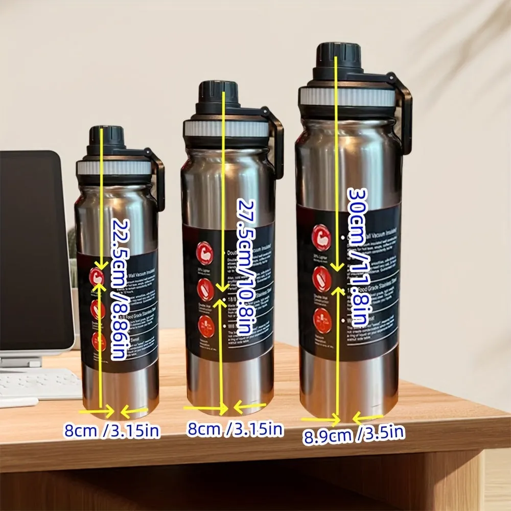 Large-Capacity Stainless Steel Vacuum Insulated Water Bottle with Handle - Portable & Reusable for Outdoor Sports, Car Travel, and More - Perfect Gift for Holidays