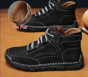 Leather Men Boots Winter Warm Outdoor Comfortable Boots Handmade Ankle Boots Business Boots Big Size 38-48