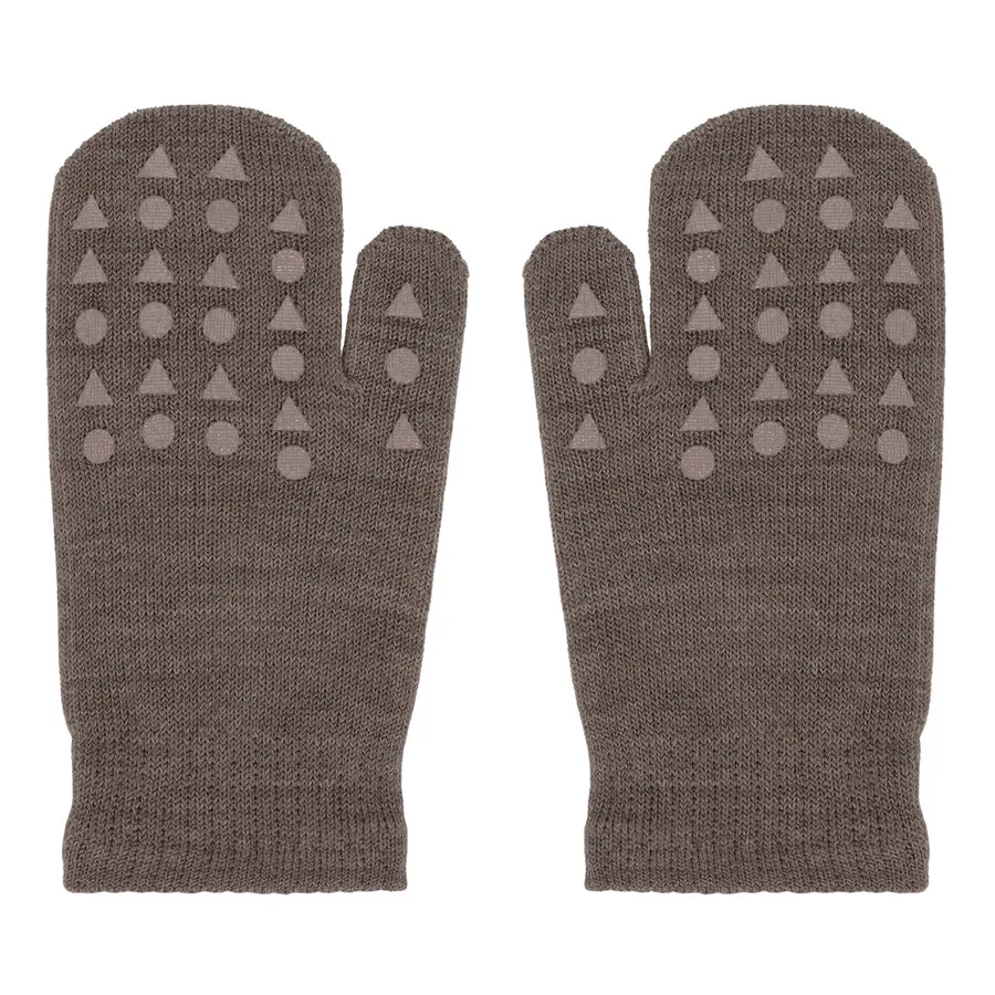 Mittens Merino Wool - Brown Melange