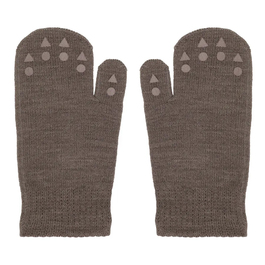 Mittens Merino Wool - Brown Melange