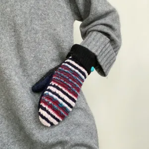 Mittens Pink Navy stripes