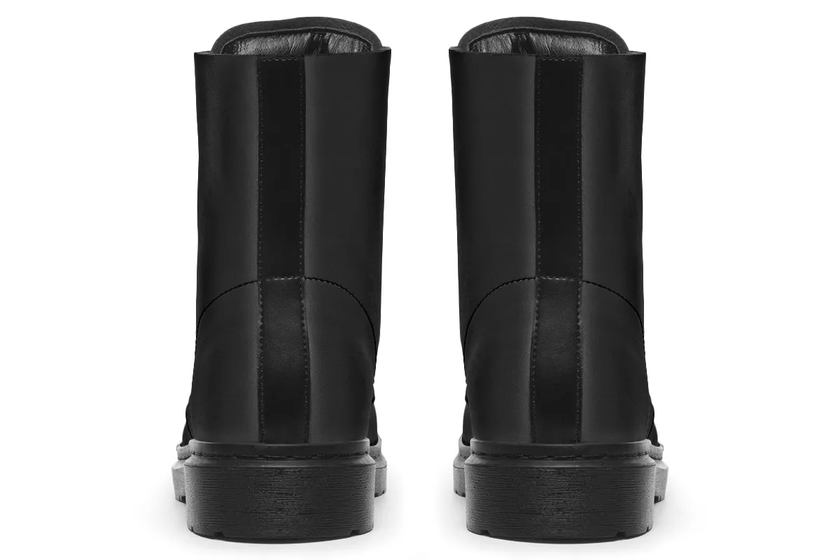 Pitch Black Boots - Vegan Leather Doc-Style Boots with Durable Stitched on Soles