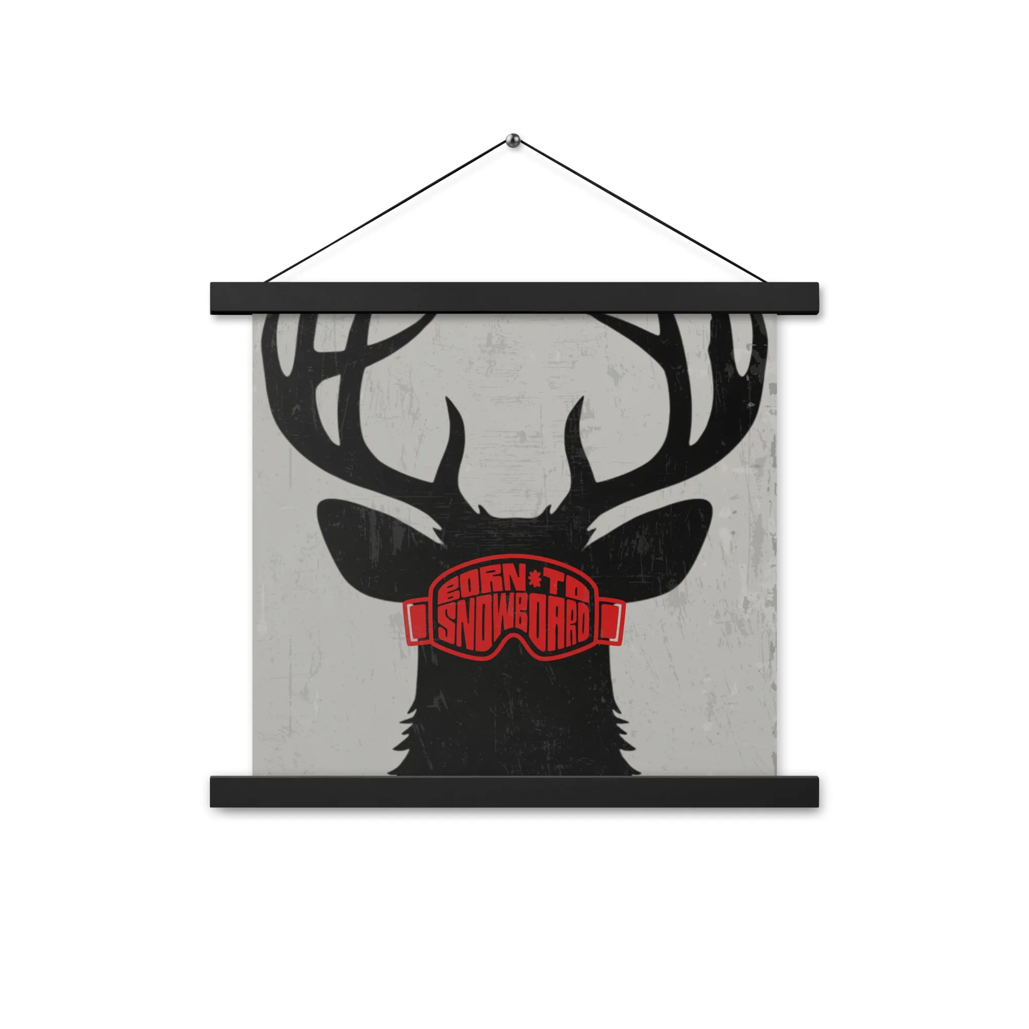 Poster with Hanger – "Born to Snowboard" – Deer Silhouette, Various Sizes