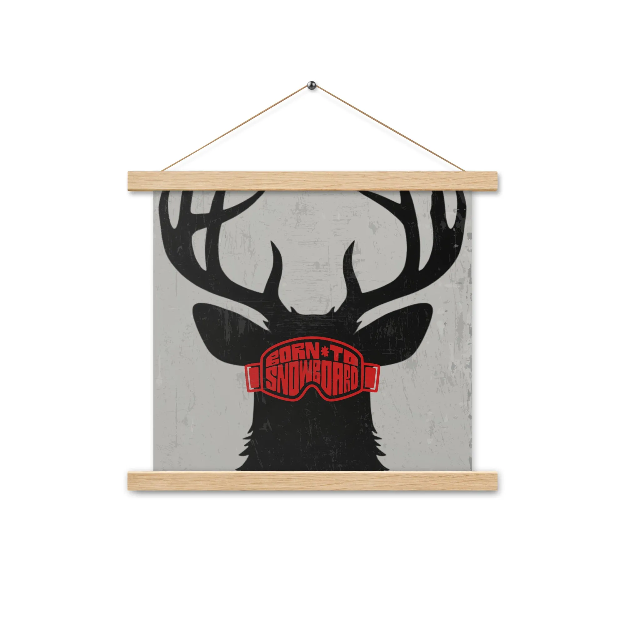 Poster with Hanger – "Born to Snowboard" – Deer Silhouette, Various Sizes