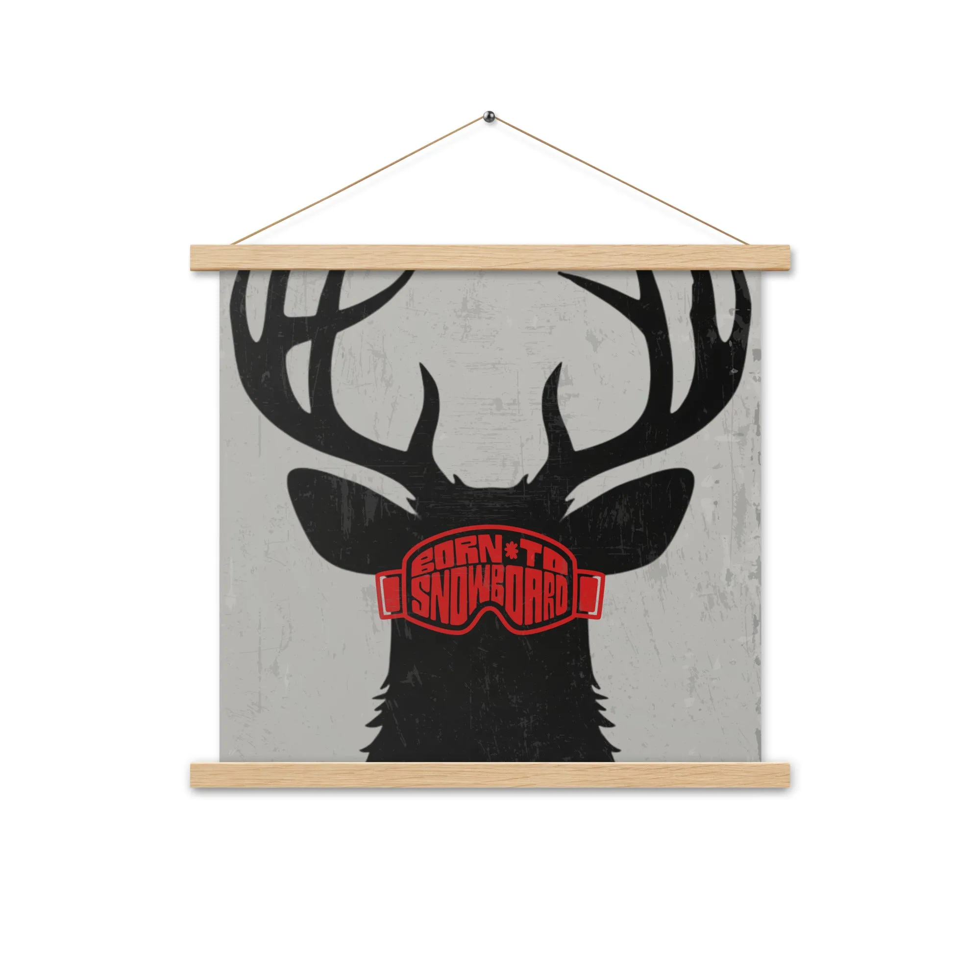 Poster with Hanger – "Born to Snowboard" – Deer Silhouette, Various Sizes