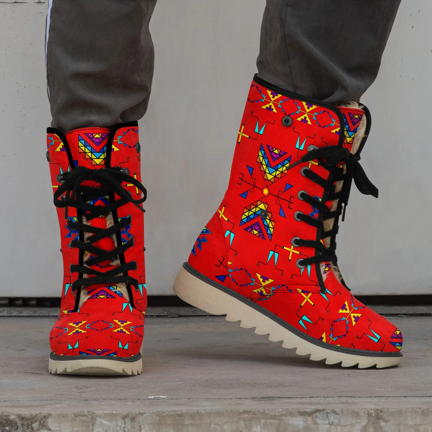 Rainy Chief Rainbow Red Polar Winter Boots