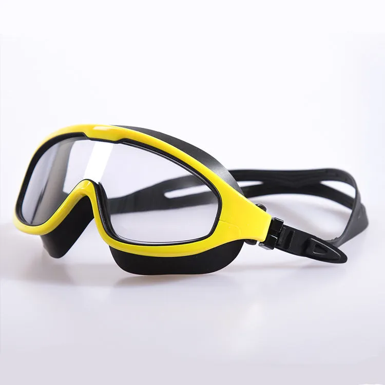 Swimming Goggles Plain/Myopia Waterproof Anti-Fog Adult Unisex Large Frame Swimming Glasses