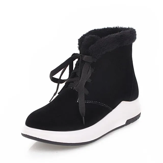 Winter Ankle Boots Comfortable Lace Up