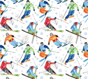 Winter Sports Ski White Fabric