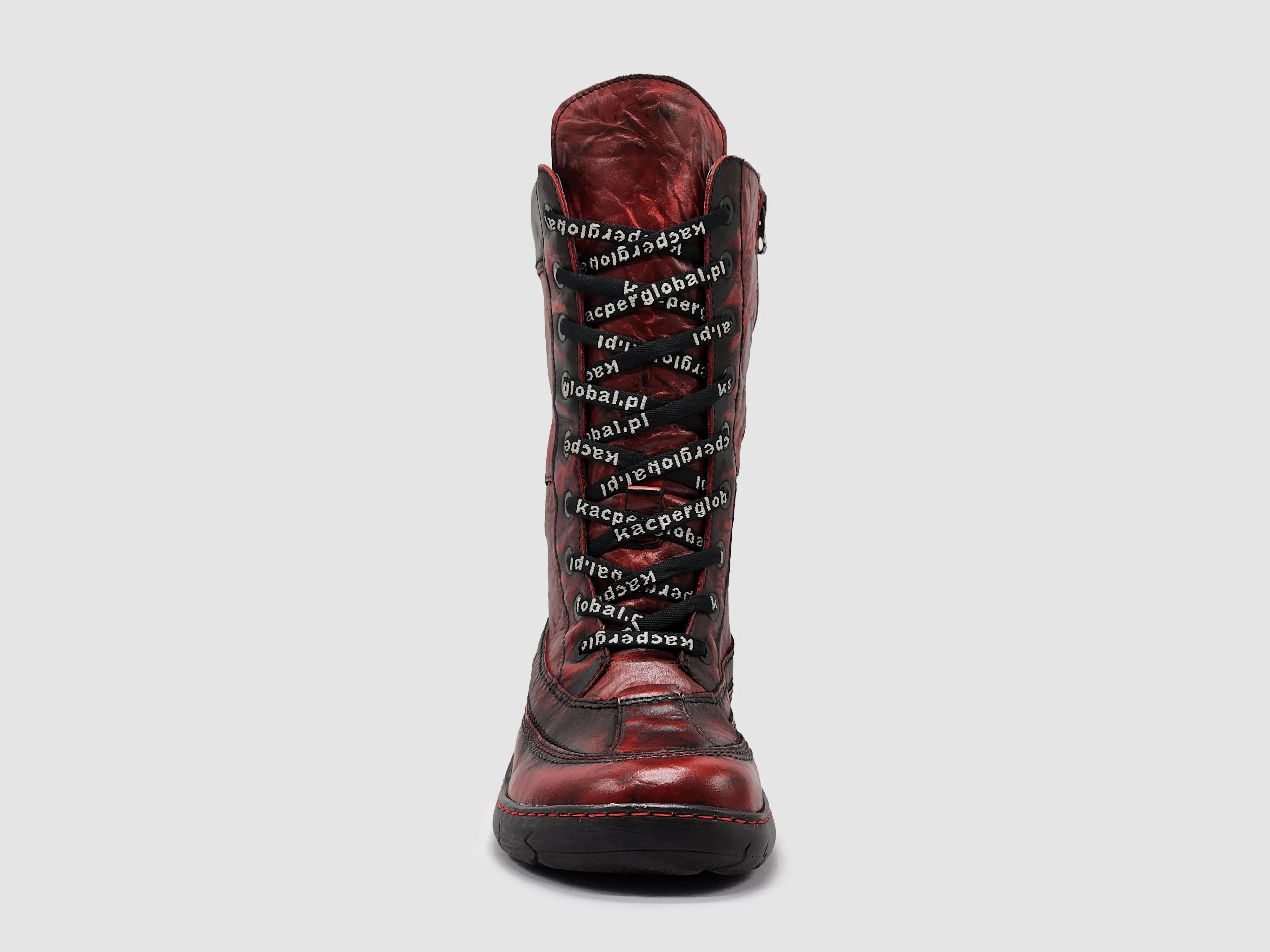 Women’s Original Tall Thick Wool-Lined Zip-Up Leather Boots - Red/Black