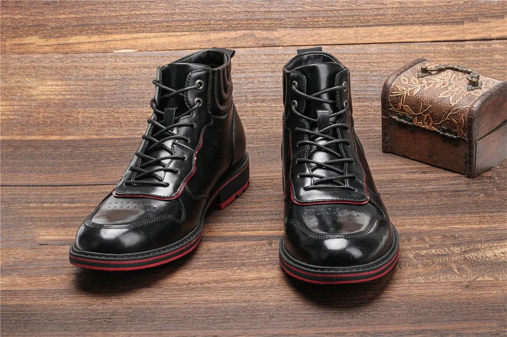 Yeknu Leather Boots Red Bottom Autumn Winter Fashion Comfortable Ankle Boots #Al643