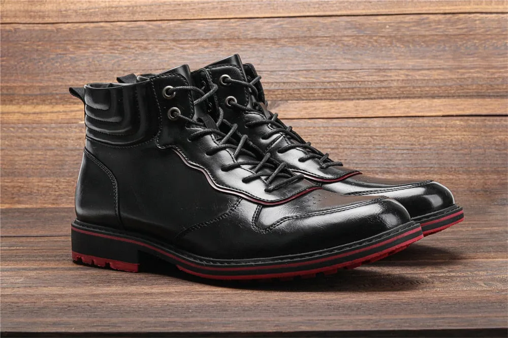 Yeknu Leather Boots Red Bottom Autumn Winter Fashion Comfortable Ankle Boots #Al643