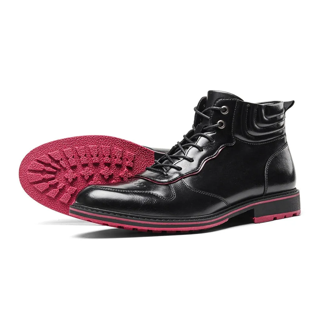 Yeknu Leather Boots Red Bottom Autumn Winter Fashion Comfortable Ankle Boots #Al643
