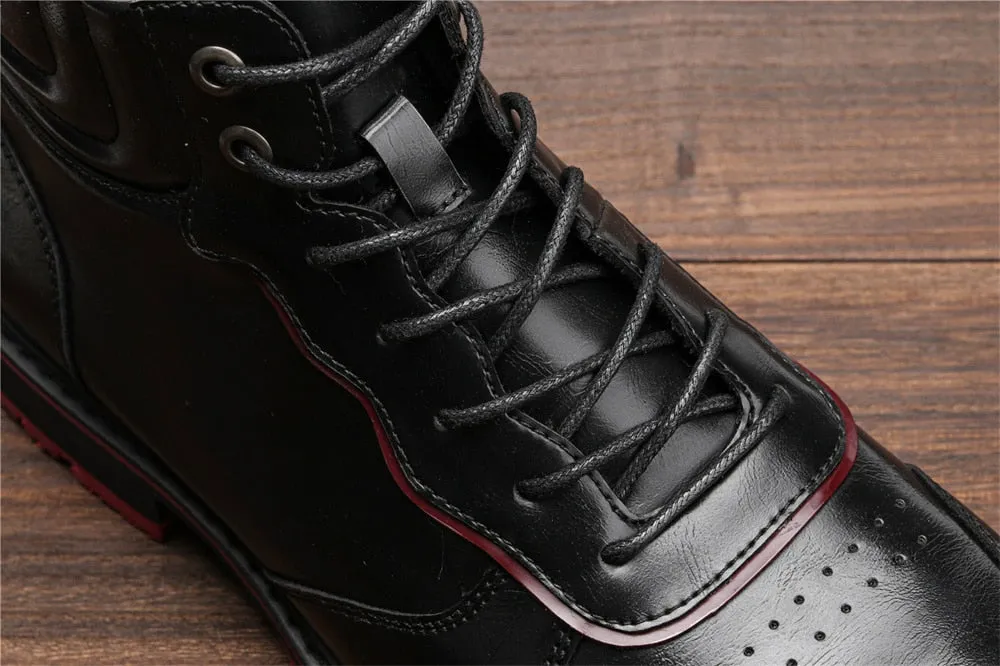 Yeknu Leather Boots Red Bottom Autumn Winter Fashion Comfortable Ankle Boots #Al643