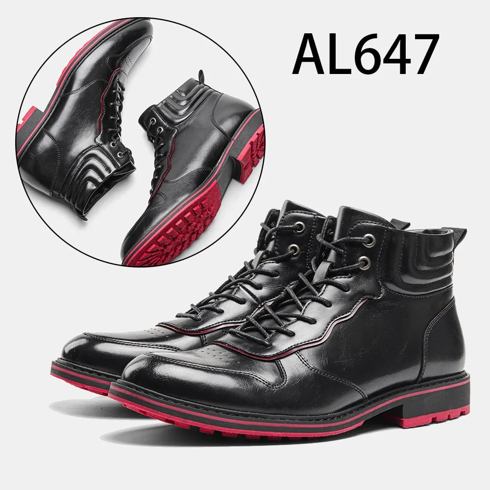 Yeknu Leather Boots Red Bottom Autumn Winter Fashion Comfortable Ankle Boots #Al643