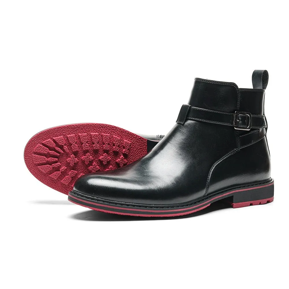 Yeknu Leather Boots Red Bottom Autumn Winter Fashion Comfortable Ankle Boots #Al643