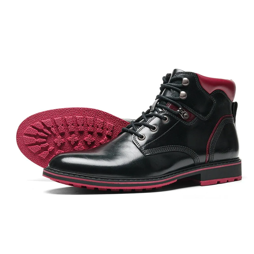Yeknu Leather Boots Red Bottom Autumn Winter Fashion Comfortable Ankle Boots #Al643