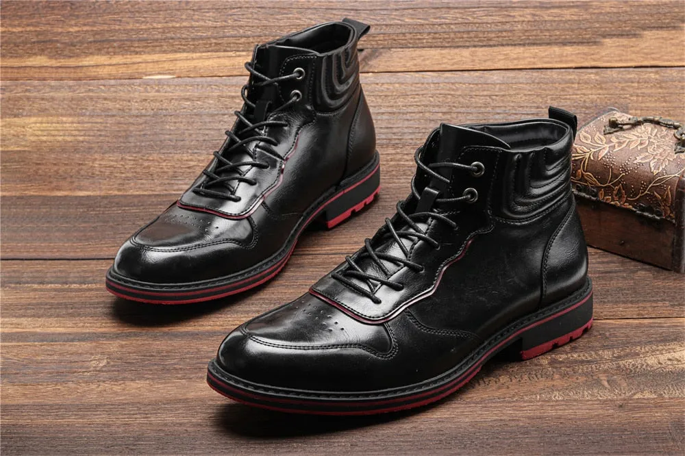 Yeknu Leather Boots Red Bottom Autumn Winter Fashion Comfortable Ankle Boots #Al643