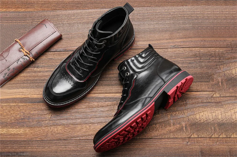 Yeknu Leather Boots Red Bottom Autumn Winter Fashion Comfortable Ankle Boots #Al643