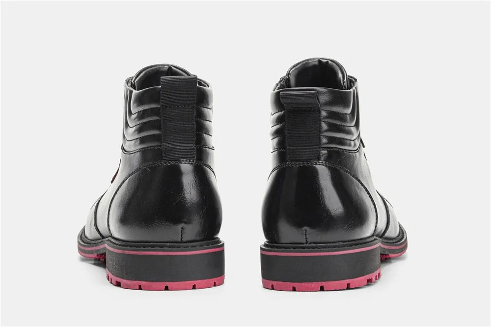 Yeknu Leather Boots Red Bottom Autumn Winter Fashion Comfortable Ankle Boots #Al643