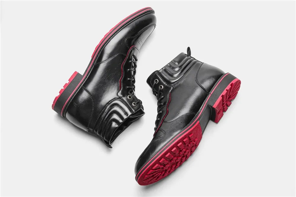 Yeknu Leather Boots Red Bottom Autumn Winter Fashion Comfortable Ankle Boots #Al643