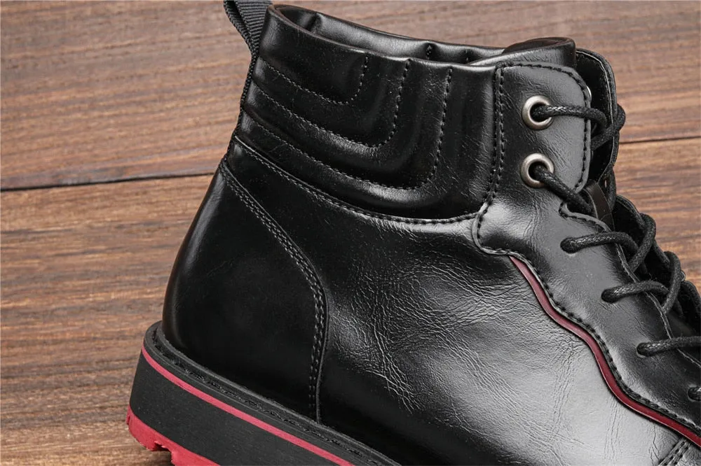 Yeknu Leather Boots Red Bottom Autumn Winter Fashion Comfortable Ankle Boots #Al643