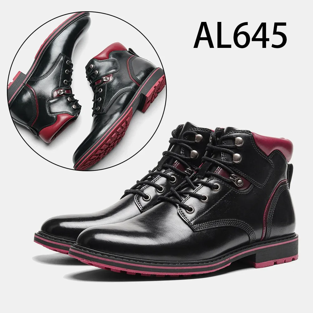 Yeknu Leather Boots Red Bottom Autumn Winter Fashion Comfortable Ankle Boots #Al643