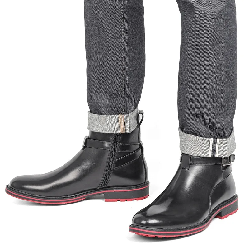 Yeknu Leather Boots Red Bottom Autumn Winter Fashion Comfortable Ankle Boots #Al643
